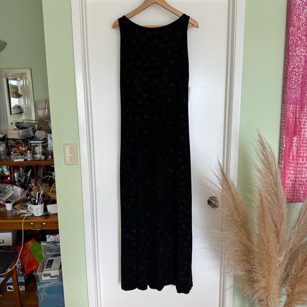 Elegant Vintage Black Sleeveless Maxi Dress